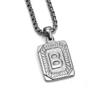 Модное ожерелье из титановой стали с подвеской в виде карточки с буквой, унисекс, подходит для влюбленных, добавляет шарма B