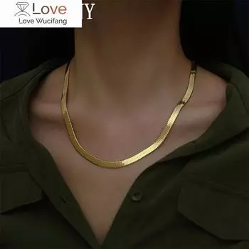 Модное ожерелье из золота 24 карат, 4 мм /40-45-50-55 см, ожерелье-клинок, цепочка из змеиной кости, мужские и женские ювелирные изделия, подарки 40cm