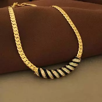 Модное Ожерелье Ожерелье В Средневековом Стиле Индивидуальная Ниша Черная Полосатая Изогнутая Дизайнерская Цепочка Свитера золотой