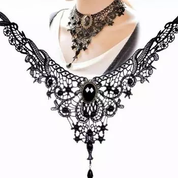 Модное ожерелье Ретро готическое ожерелье ручной работы Ретро кружевное ожерелье Ожерелье Bib Collection Jewelry Chain