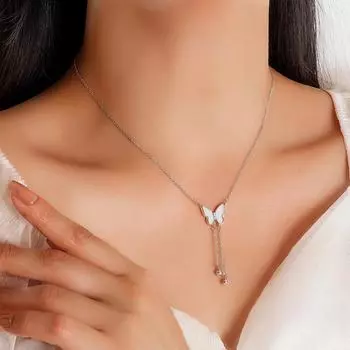 Модное ожерелье с бахромой в виде бабочки, светлое роскошное ретро-колье с микро-бриллиантами, персонализированное ожерелье, ювелирное изделие, подарок на вечеринку