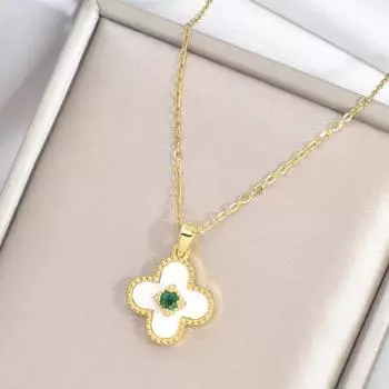 Модное ожерелье с четырьмя лепестками клевера, нишевый дизайн, свежий простой модный кулон, женская цепочка на ключицу, ювелирные изделия