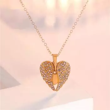 Модное ожерелье с имитацией бриллиантов в форме сердца, ожерелье с крыльями ангела, украшение на День матери 1 pcs