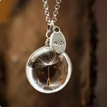 Модное ожерелье с каплей воды в форме сердца, круглой овальной формы для двухсторонних одуванчиков, драгоценных камней для женщин, модных драгоценных камней, кристаллов, изящного стекла для девочек Circular Listing прозрачный