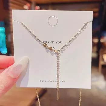 Модное ожерелье с кисточками из титановой стали с геометрическим узором — женская цепочка на ключицу с привлекательным дизайном в стиле феи X548 золотой