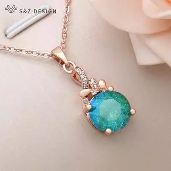 Модное ожерелье с круглым кристаллом розового золота и кубическим цирконием для женщин, ювелирное изделие для свадебной вечеринки, подарок