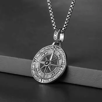 Модное ожерелье с медалью, кулон в виде пиратского корабля, компас, индивидуальное мужское ожерелье, кулон, ювелирные изделия в стиле хип-хоп, трендовые ювелирные изделия