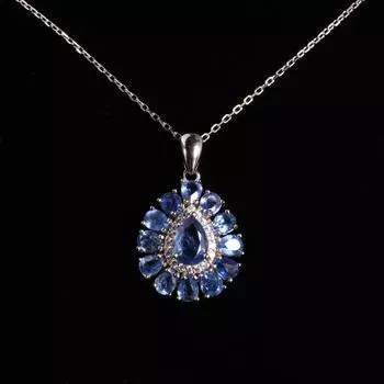 Модное ожерелье с натуральным синим кианитом и драгоценными камнями грушевидной формы, элегантный дизайн, изысканные украшения для женщин, мамы, жены, хороший подарок