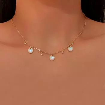 Модное ожерелье с опалом «Любовь», роскошное ожерелье с подвеской в виде сердца, женский подарок, ювелирные аксессуары