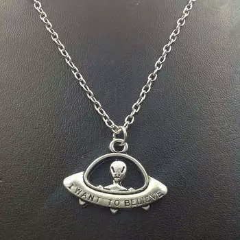 Модное ожерелье с подвеской Alien, ожерелья с космическими людьми, ожерелья с НЛО, преувеличенные крутые ювелирные изделия серебряный