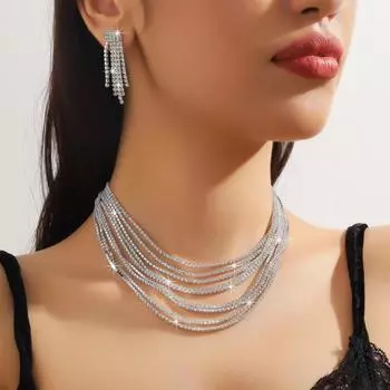 Модное ожерелье с подвеской для женского комплекта ювелирных изделий серебряный