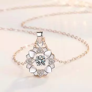 Модное ожерелье с подвеской Enear Flower Smart Zircon Fast Hand в корейском стиле с пульсирующим сердцем и серебряным покрытием для женщин