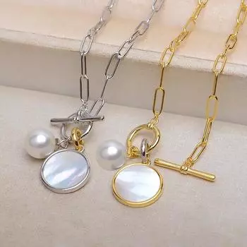 Модное ожерелье с подвеской из настоящего натурального пресноводного жемчуга, 8 мм, из стерлингового серебра 925 пробы, изысканные свадебные украшения для женщин 45cm