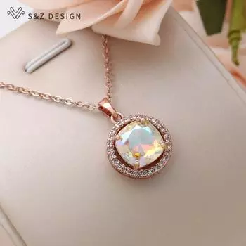 Модное ожерелье с подвеской из розового золота и квадратным кристаллом для женщин, свадебное украшение из кубического циркония, подарок