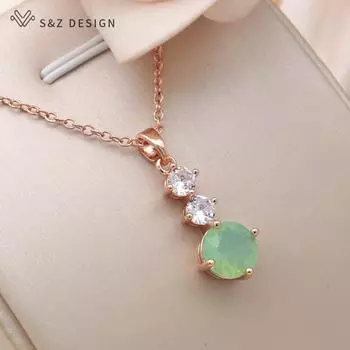 Модное ожерелье с подвеской из розового золота и круглого кубического циркония для женщин, цепочка на ключицу, ювелирные изделия