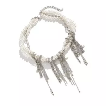 Модное ожерелье с подвеской в виде сердца с кисточками, имитацией жемчуга и металлической цепочкой. Современное ожерелье, подарок для женщин. 45