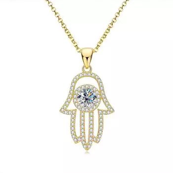 Модное ожерелье с подвеской в виде пальмы из настоящего муассанита 1 карат D, чистое серебро S925, ручная работа Фатима для женщин, свадебные ювелирные украшения