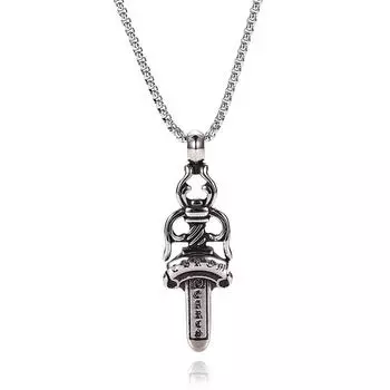 Модное ожерелье с подвеской в виде металлического меча в стиле панк для мужчин, длинная цепочка из нержавеющей стали, мужские ювелирные аксессуары, подарок лучшему другу 60cm