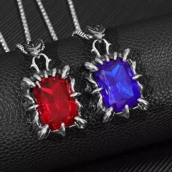 Модное ожерелье с подвеской в виде когтя дракона и микровставкой из искусственного циркония в форме океанского сердца, подарок на праздничную вечеринку синий