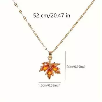 Модное ожерелье с подвеской в виде кленового листа, инкрустированное цирконием, мужские и женские украшения