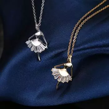 Модное ожерелье с подвеской в виде балерины для женщин, ожерелье-чокер с кубическим цирконием, золотого, серебряного цвета, ожерелье для балерины, ювелирные изделия золотой
