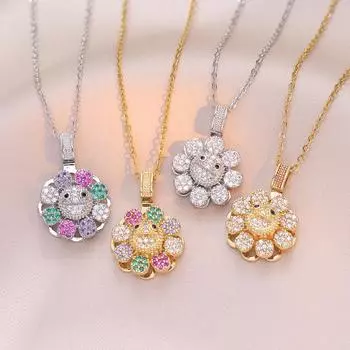 Модное ожерелье с подвеской в виде подсолнуха для женщин, новинка 2024 года, цепочка из нержавеющей стали, ювелирные изделия, аксессуары для вечеринок 45cm