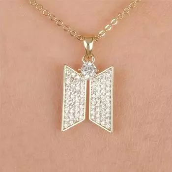 Модное ожерелье с подвеской в виде ромба и инкрустированным кристаллом и цирконием, ювелирные изделия, аксессуары для мужчин и женщин золотистый