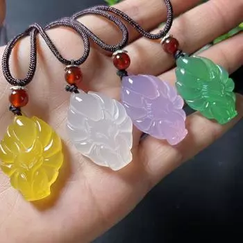 Модное ожерелье с подвеской в виде девятихвостой лисы, вырезанное вручную, китайский амулет, длинное ожерелье с лисой, женское мужское украшение на удачу, подарок 7