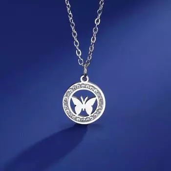 Модное ожерелье с подвеской в виде бабочки из титановой стали со стразами для женщин, летнее украшение на ключицу