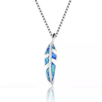 Модное ожерелье с подвеской в виде синего листа в стиле бохо для женщин и девочек, детское очаровательное ожерелье с имитацией синего опала, модные ювелирные изделия для свадебной вечеринки 60cm