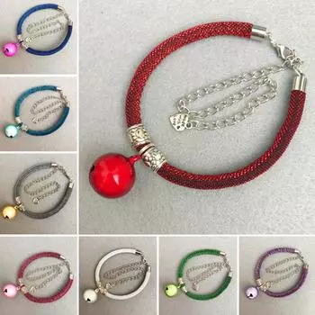 Модное ожерелье с регулируемым ошейником для кошек, щенков и собак, удлиненная цепочка с колокольчиком красный