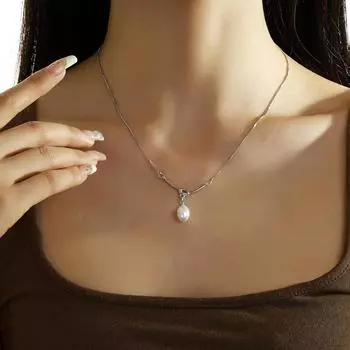 Модное ожерелье с узлом из искусственного жемчуга, женская модная подвеска с жемчугом, цепочка на ключицу, ювелирное изделие, подарок на вечеринку