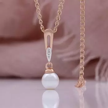 Модное ожерелье с жемчугом цвета розового золота, изысканное ювелирное ожерелье с подвеской, подарок другу 50cm розового золота