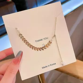 Модное ожерелье с жемчужными пшеничными ушками и ключицей: Хип-хоп-стиль для женщин, вдохновленный знаменитостями. B038 золотой