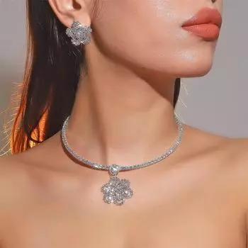 Модное ожерелье-снежинка, серьги, свадебное платье из двух частей, аксессуары, комплект свадебных украшений