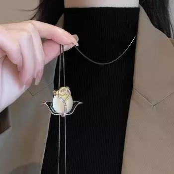 Модное ожерелье-тюльпан с подвесками для женщин белый