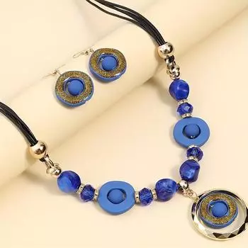 Модное ожерелье в Европе и США, индивидуальное преувеличение, акриловое ожерелье, серьги, комплект тему звука синий