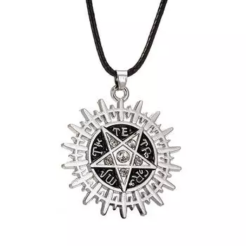 Модное ожерелье в виде пентакля Солнце Сверхъестественное кожаное ожерелье-веревка для мужчин и женщин Подарки для друзей Ювелирные изделия 45cm