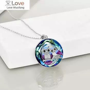 Модное ожерелье в виде совы для матери и ребенка, изысканный цветной кристалл, цветной круг, кулон в виде матери-орла, матери-хранителя, орла и ребенка 50cm