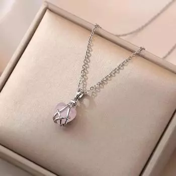 Модное ожерелье Y2K с милым натуральным розовым камнем в форме сердца для женщин, богемное готическое ожерелье Kawaii с цирконием, ожерелья на ключицу, подарки, ювелирные изделия на удачу