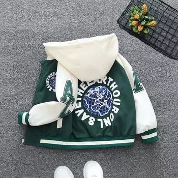 Модное пальто для девочек и мальчиков, весеннее детское тонкое пальто с капюшоном 90