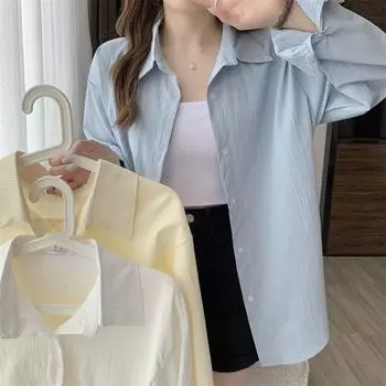 Модное пальто-рубашка во французском стиле с длинным рукавом для женщин S белый