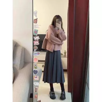 МОДНОЕ пальто женское маленькое осенне-зимнее новое иностранное маленькое ароматное плюшевое утолщенное короткое шерстяное платье S розовый