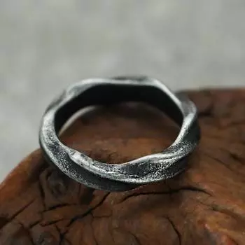 Модное панк-кольцо из нержавеющей стали Twist Simple для женщин, винтажное простое парное кольцо, мужское байкерское украшение No. 5