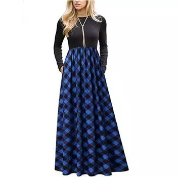 Модное персонализированное клетчатое платье с принтом, женские длинные повседневные платья S