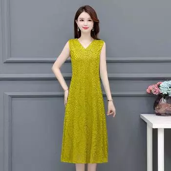 Модное платье без рукавов с V-образным вырезом, элегантное длинное платье-жилет, дышащая жаккардовая ткань, эластичное летнее платье XXL красный