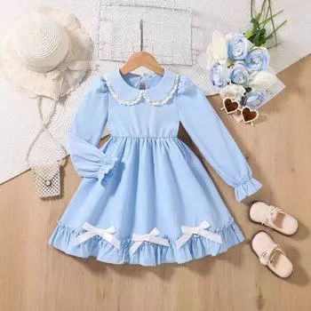 Модное платье для девочек, летнее детское милое платье принцессы-суперфеи 90cm озеро синий