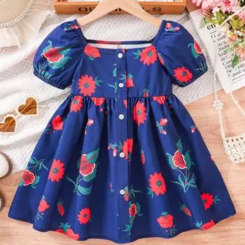 Модное платье для девочек, летнее детское милое платье принцессы-суперфеи 90cm синий