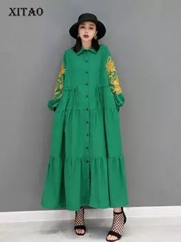 Модное платье-рубашка XITAO WMD4654