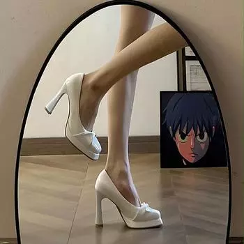 Модное племя французских девочек на высоком каблуке детские летние новые весенние туфли 2025 года с нишевыми туфлями на шпильках 34 чёрный